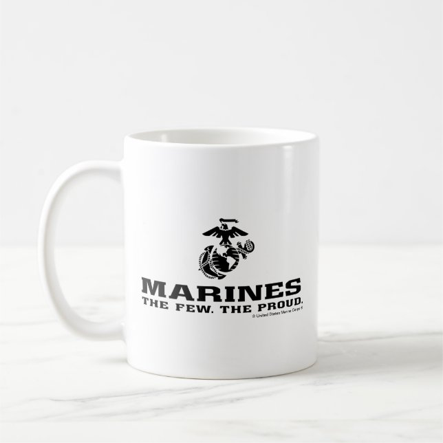 Mug Logo noir empilé USMC "The Rew, The Fiers" (Gauche)
