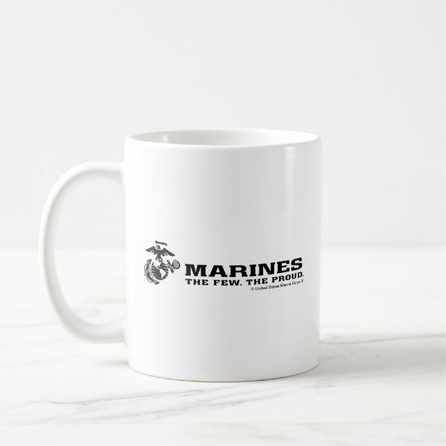 Mug Logo noir empilé USMC "The Rew, The Fiers" (Gauche)