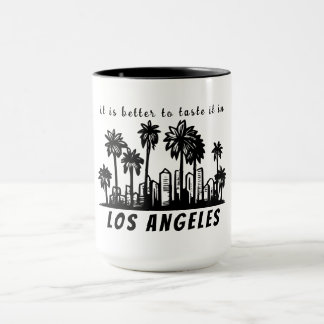 Mug Logo noir monochrome de Los Angeles avec votre tex