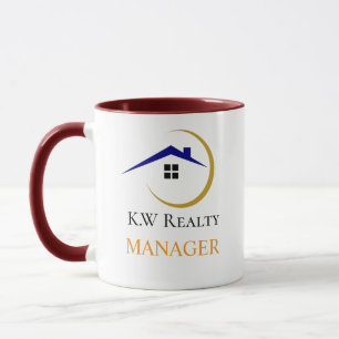 Mug Logo personnalisé blanc et or pour l'immobilier mo