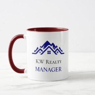 Mug Logo personnalisé blanc et or pour l'immobilier mo