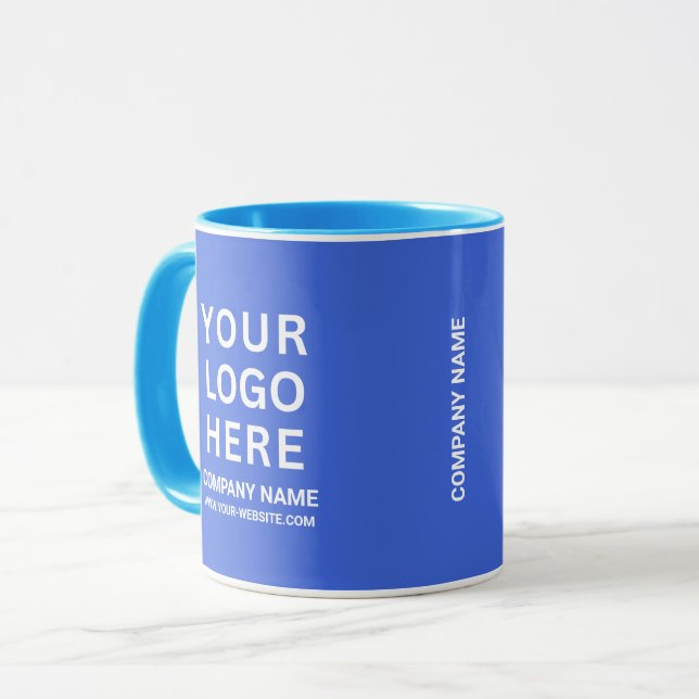Mug Logo personnalisé de l'entreprise en blanc sur un  (Devant gauche)