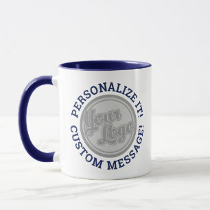 Mug Logo Personnalisé Recadré Cercle Marine Bleu Texte