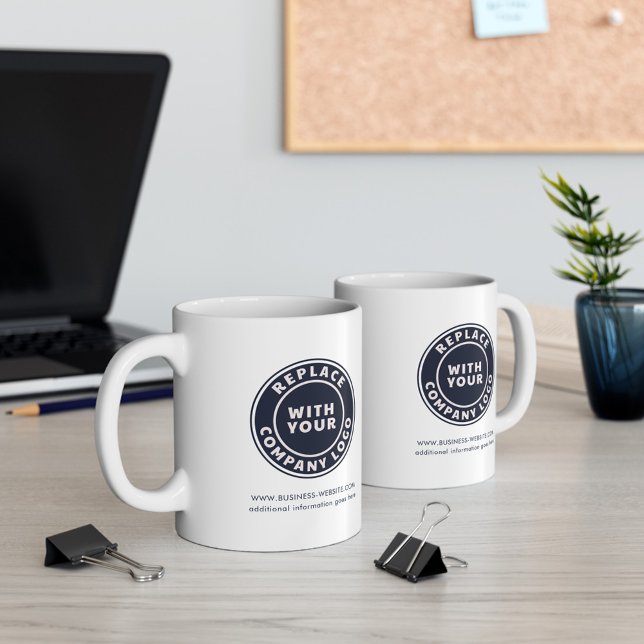 Mug Logo promotionnel simple et personnalisé (Business Logo Minimalist Company Giveaway 11oz White Coffee Mug)