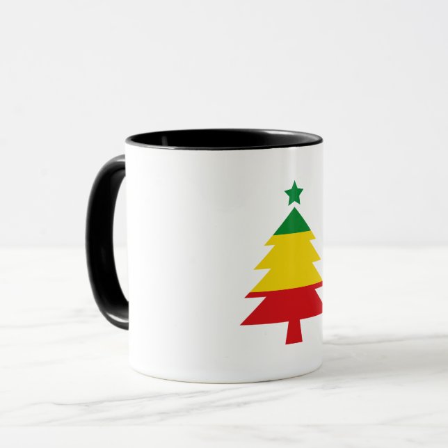 Mug Logo Rasta Rouge Jaune Vert Arbre de Noël (Devant gauche)