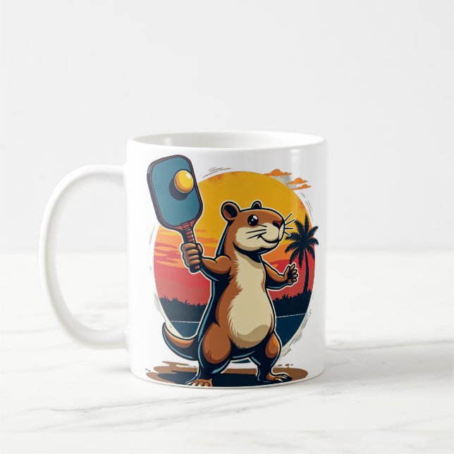 Mug Logo Rétro du Club de Pickleball Capybara (Gauche)