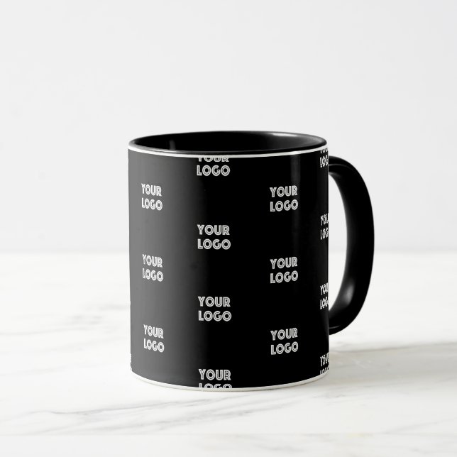 Mug Logo simple à répéter | Noir (Devant droit)