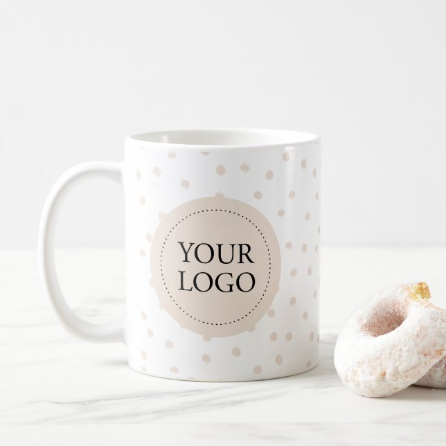 Mug Logo simple beige personnalisable pour entreprise  (Avec donut)