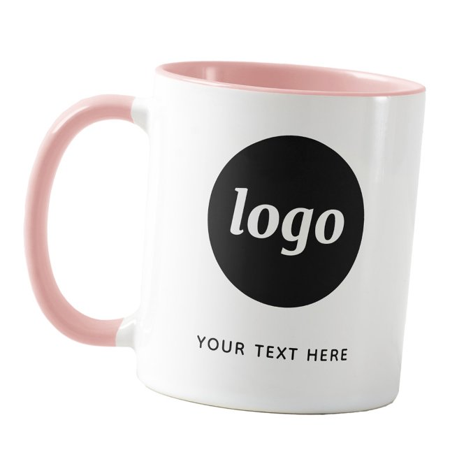Mug Logo simple et marque commerciale texte rose pâle (Simple logo with custom text business branding promotional blush pink coffee mug)