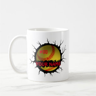 Mug Logo Softball, Softball Nom personnalisé, Cadeau S