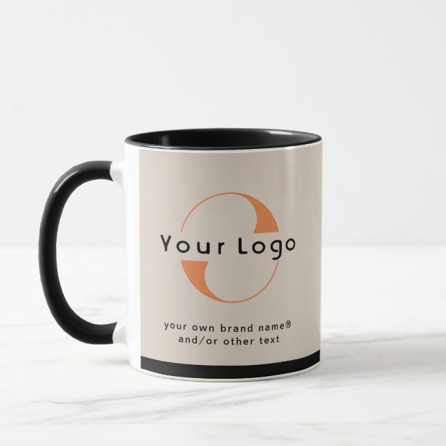 Mug Logo sur Ligh Tan + Black Text Company Business Mu (Gauche)