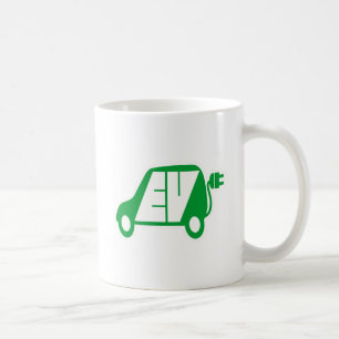 Mug Logo vert d'icône du véhicule électrique EV -