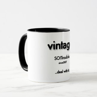 Mug logo vintage SO!Trouble noir sur blanc