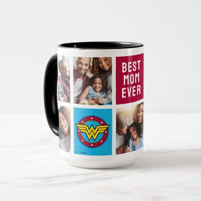 Mug Logo Wonder Woman | Maman Photo Collage (Devant gauche)