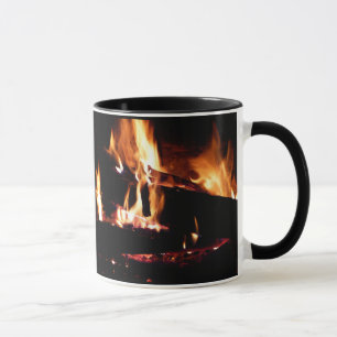 Mug Logs dans la cheminée Photographie de feu chaud