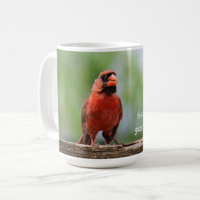 Mug L'oiseau précoce obtient le café, cardinal rouge a (Devant gauche)
