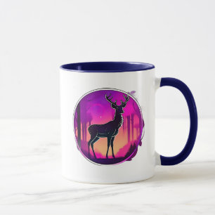 Mug L'ombre d'un cerf sur fond coloré.