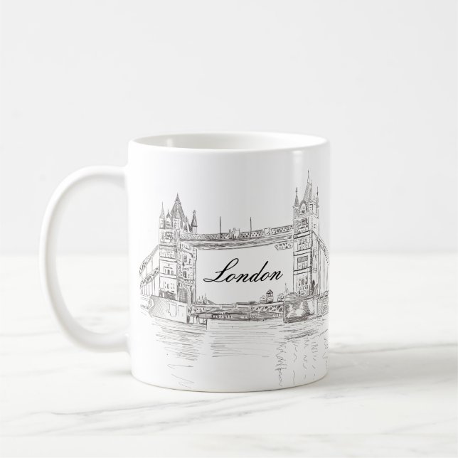 Mug London Tower Bridge Black Ink Dessin classique (Gauche)