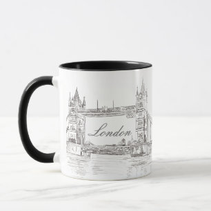 Mug London Tower Bridge Black Ink Dessin classique