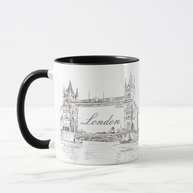 Mug London Tower Bridge Black Ink Dessin classique (Gauche)