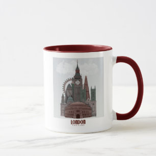 Mug Londres en nuages rouge et vert