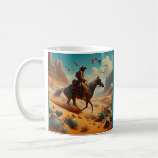 Mug Lone Cowboy dans Desert Canyon - Surreal Western A