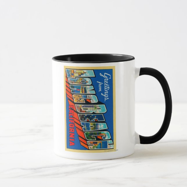 Mug Long Beach, Californie - Grandes Lettres Scènes 2 (Droite)