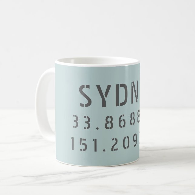 Mug Longitude de la latitude de Sydney (Devant gauche)
