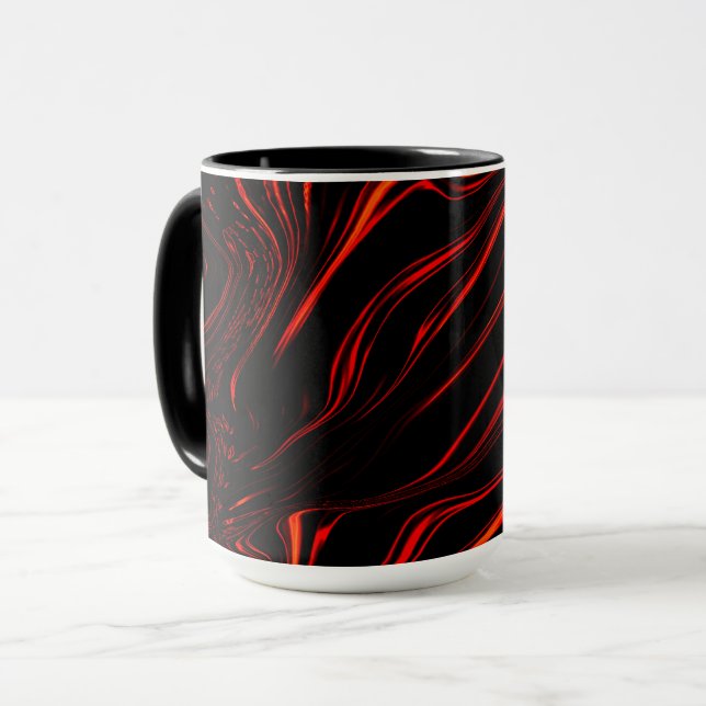 Mug Longue trace rouge sur l'arrière - plan noir (Devant gauche)