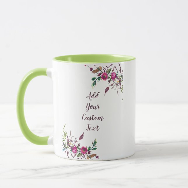 Mug Loose rose watercolor flowers customizable (Gauche)