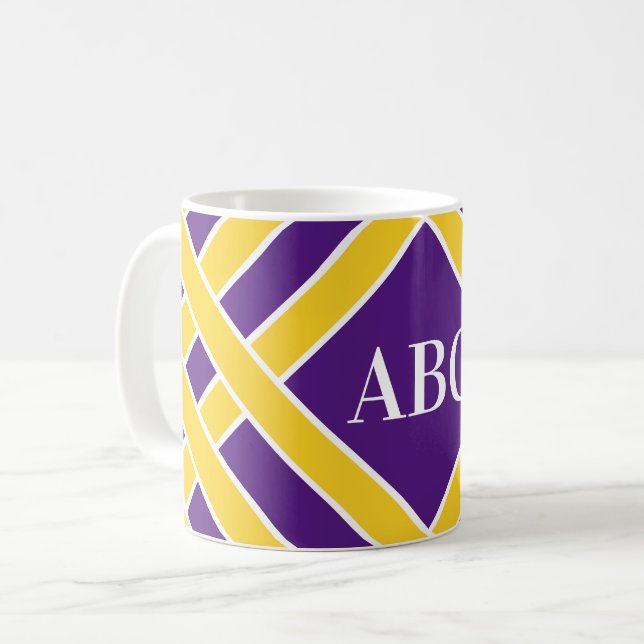 Mug L'or/bandes pourpres/blanches, rayures, (Devant gauche)