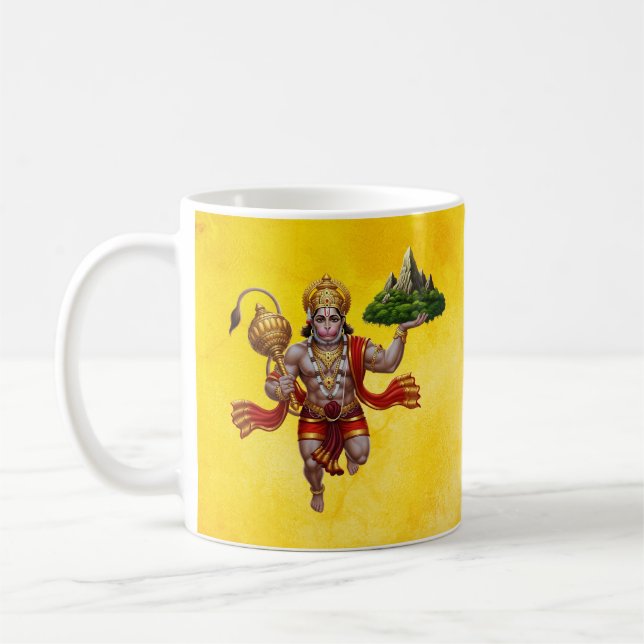 Mug Lord Hanuman Flying Lifting Mountain (Gauche)