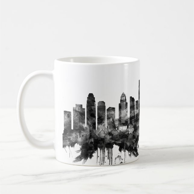 Mug Los Angeles California Skyline BW (Gauche)