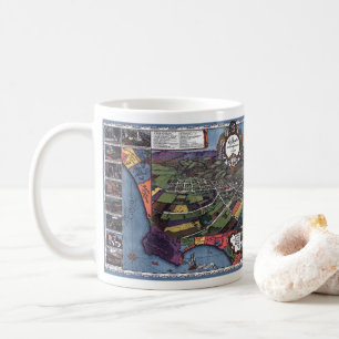 Mug Los Angeles, Californie, carte antique aérienne de