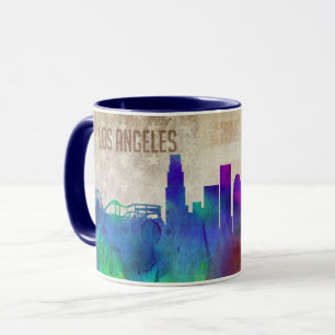 Mug Los Angeles, horizon de ville d'aquarelle de CA  