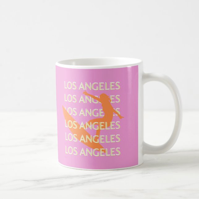Mug Los Angeles Travel Art, Californie, Voyage, rose (Droite)