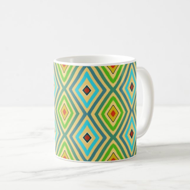 Mug Losange Diamant Vert Bleu Géométrique  (Devant droit)
