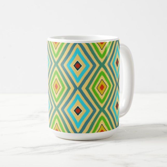 Mug Losange Diamant Vert Bleu Géométrique  (Devant droit)