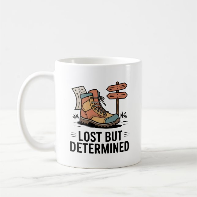 Mug Lost But Determined – Motivational Gift for Hikers (Gauche)
