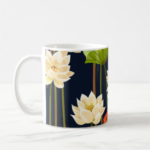 Mug Lotus blanc, poisson : motif sans soudure.