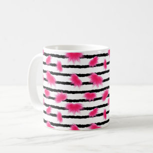 Mug Lotus rose Motif à rayures noires