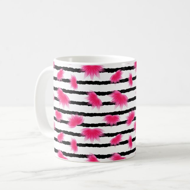 Mug Lotus rose Motif à rayures noires (Devant gauche)