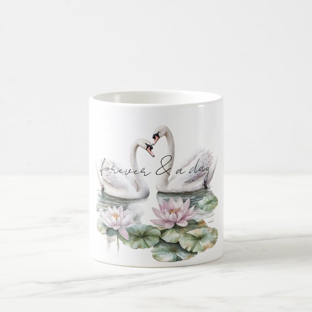 Mug Lotus rose romantique Cygnes floraux (Centre)