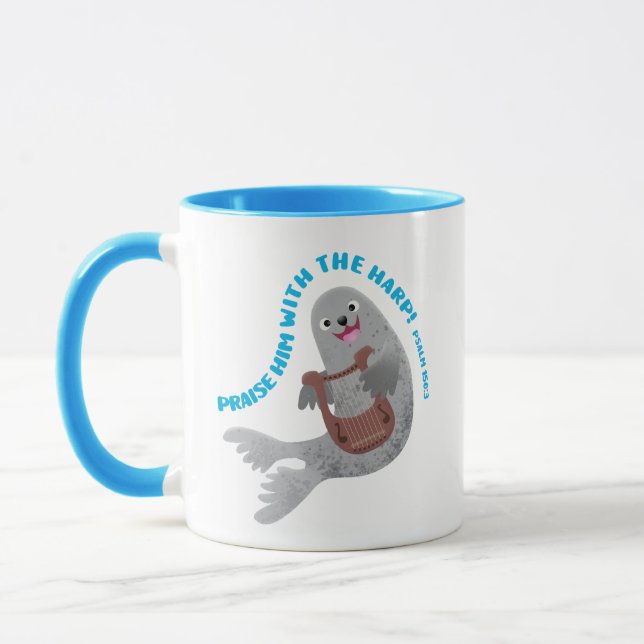Mug Louange au phoque à la harpe mignon verset bibliqu (Gauche)