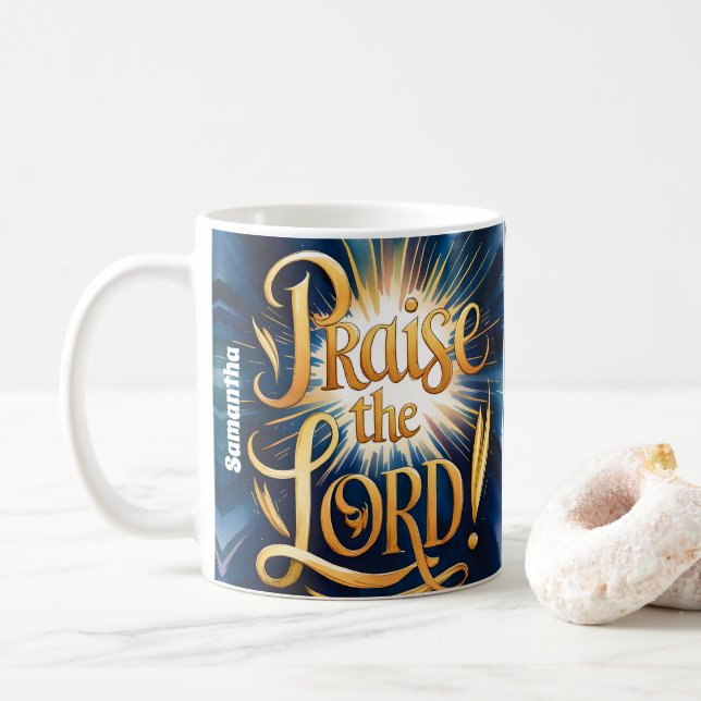 Mug Louange personnalisée Le Seigneur Vintage chrétien (Avec donut)