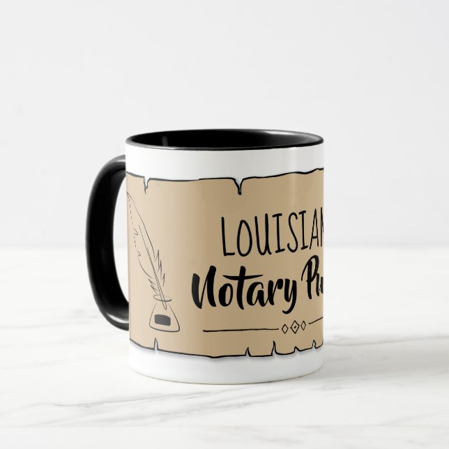 Mug Louisiana Notaire Public Soll Feather Quill (Devant gauche)