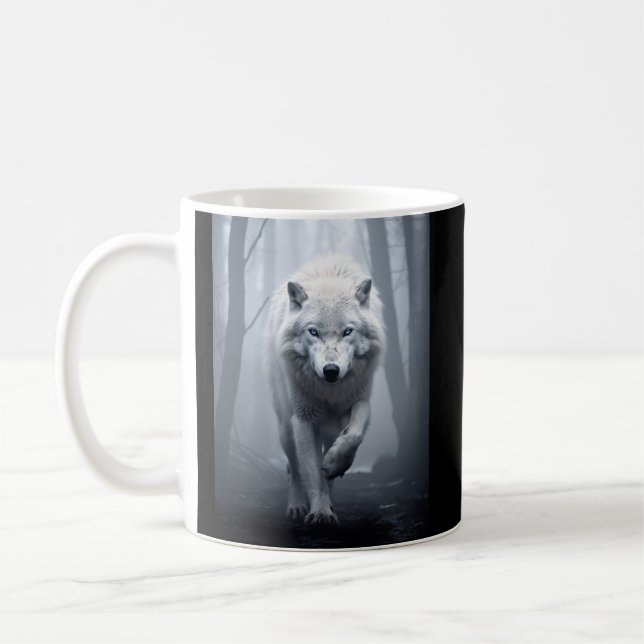 Mug Loup blanc dans la forêt de Foggy (Gauche)