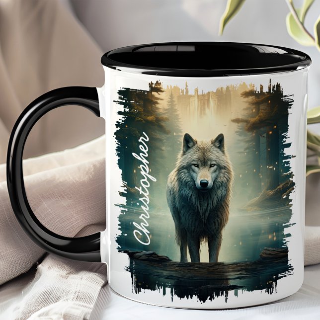 Mug Loup dans la forêt brumeuse (Créateur téléchargé)