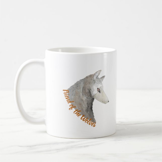 Mug Loup d'Aquarelle d'animaux en voie de disparition (Gauche)