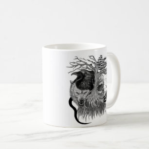 Mug Loup et corbeau avec crâne